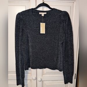 Michael Kors Black and Silver Chenille Sweater NWT